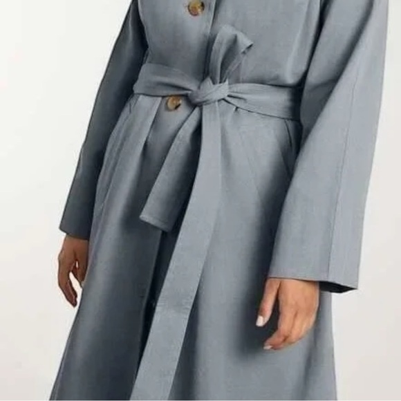 Everlane NWT The Gathered Drape Trench Coat Slate Grey XL Preppy Fall Warm - Picture 4 of 15